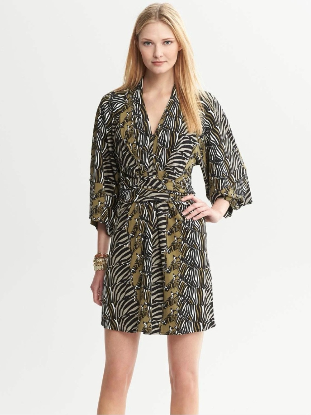 Banana Republic Wrap Dress Mini Safari Print size 8